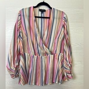 Lane Bryant Women’s StripedWrap Striped  Top Size 14